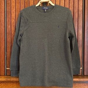 POLO RALPH LAUREN BOYS’ GRAY THERMAL LONG SLEEVE SHIRT